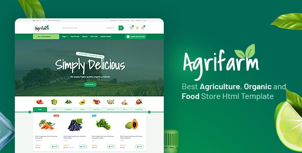 有机产品，水果，鲜花，食品响应式电子商务HTML网站模板